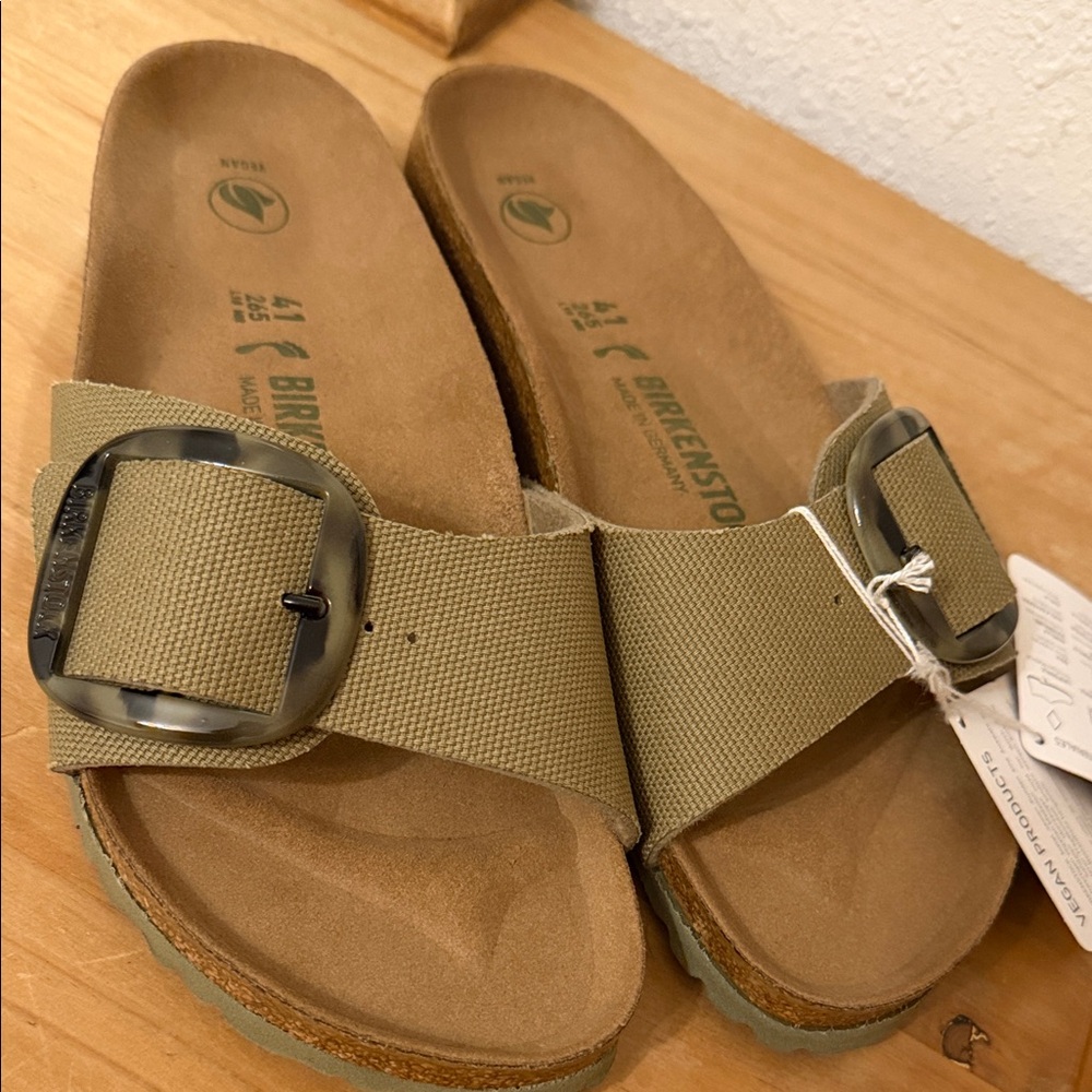 Birkenstock Olive Slide Sandals with Buckle